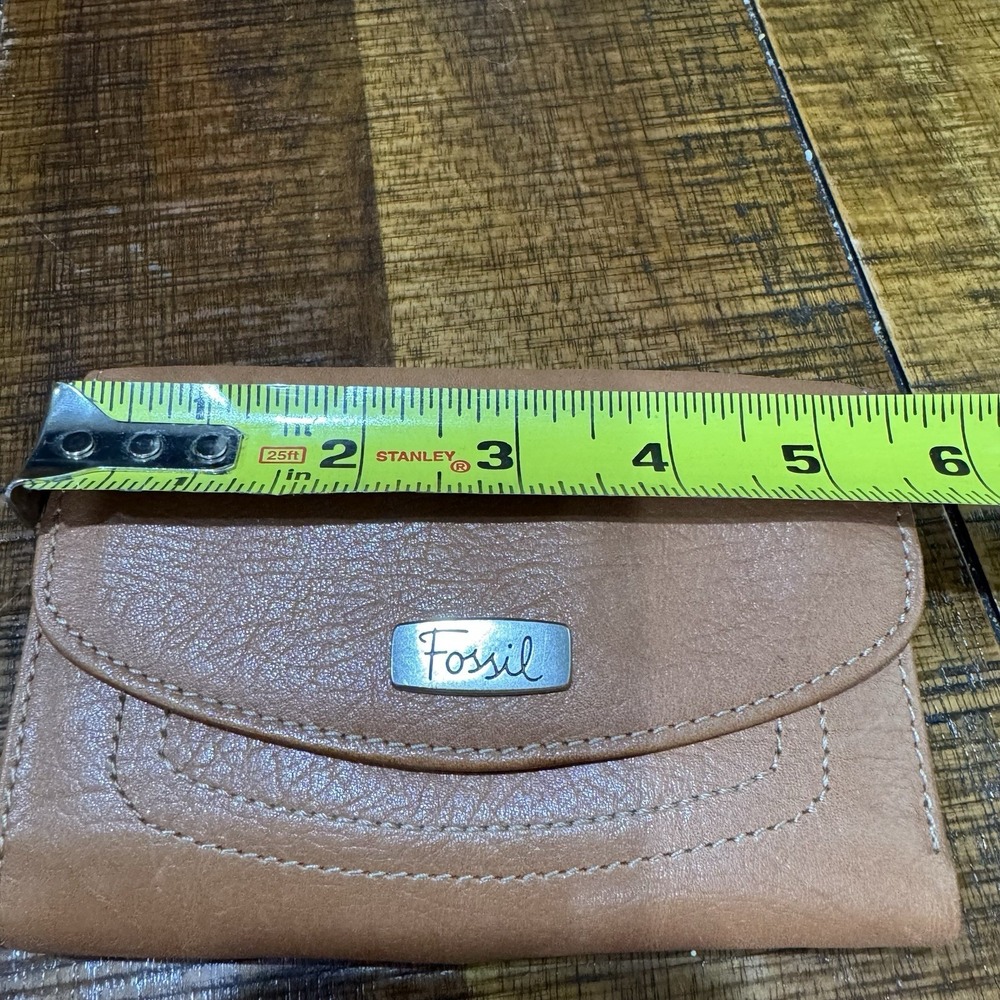 Fossil Hanover Leather Wallet Trifold Brown Cards Coins Money Snap Zipper‎ - Picture 8 of 16